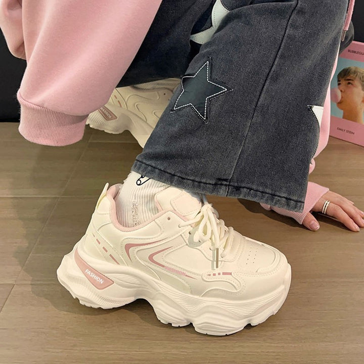Women Sculpted Wedge Sneakers with Staggered Platform Sole, Breathable Mesh and Padded Comfort Collar Mune Fashion