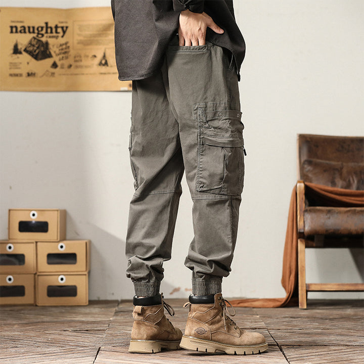 Men's Durable Canvas Cargo Jogger with Elastic Comfort Waistband, Safety Flap Pockets, and Knee Inserts Mune Fashion