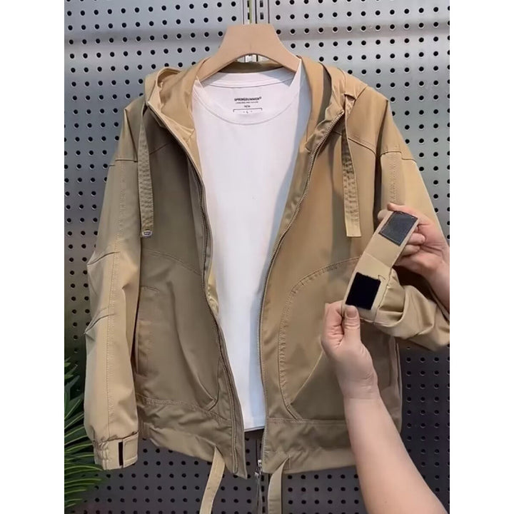Men's Lightweight Utility-Style Hooded Jacket with Interior Organization and Front Zipper Mune Fashion