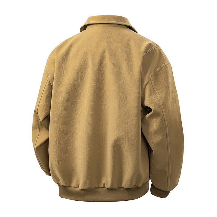 Men's Boxy Utility Bomber Jacket with Flap Pockets, Concealed Two-Way Zipper & Structured Canvas Look Mune Fashion