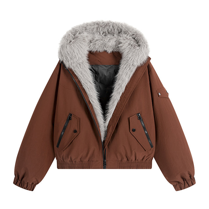 Women's Trendy Fleece Jacket with Detachable Hood