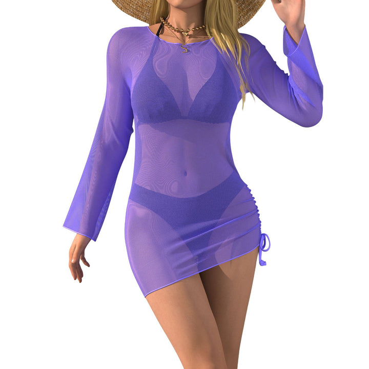 Women Beach Dress with Transparent Sleeves Mune Fashion