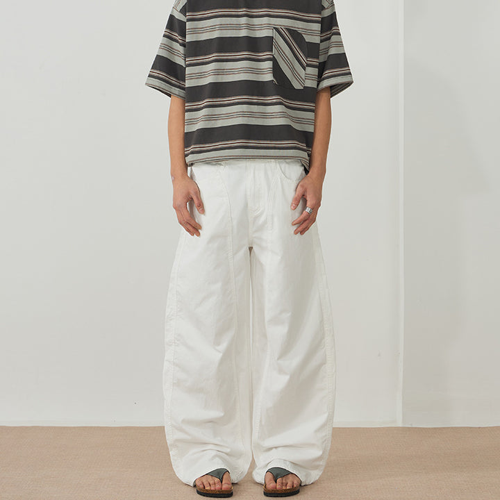 Men's Extra Wide Baggy Pants made of lightweight cotton twill with drawstring hem and seams Mune Fashion