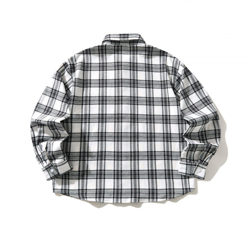 Unisex Oversize checkered flannel overshirt with shirt collar and chest pocket Mune Fashion