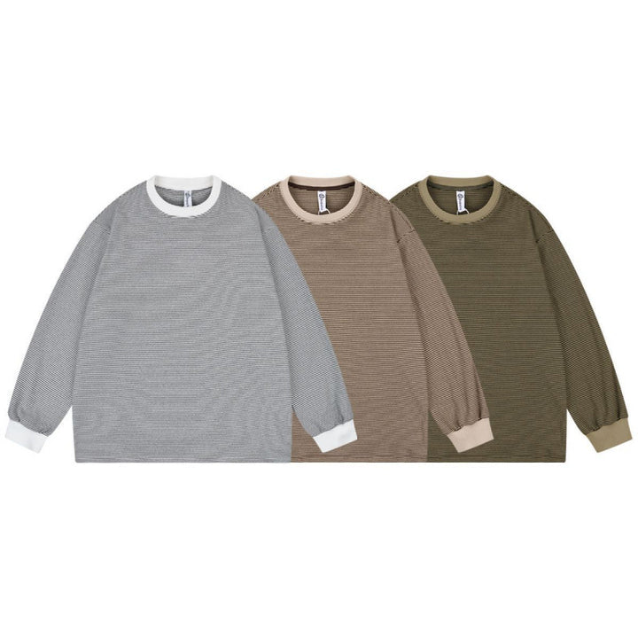 Unisex Wide Striped Long Sleeve in Oversized Cut with Ribbed Cuffs Mune Fashion