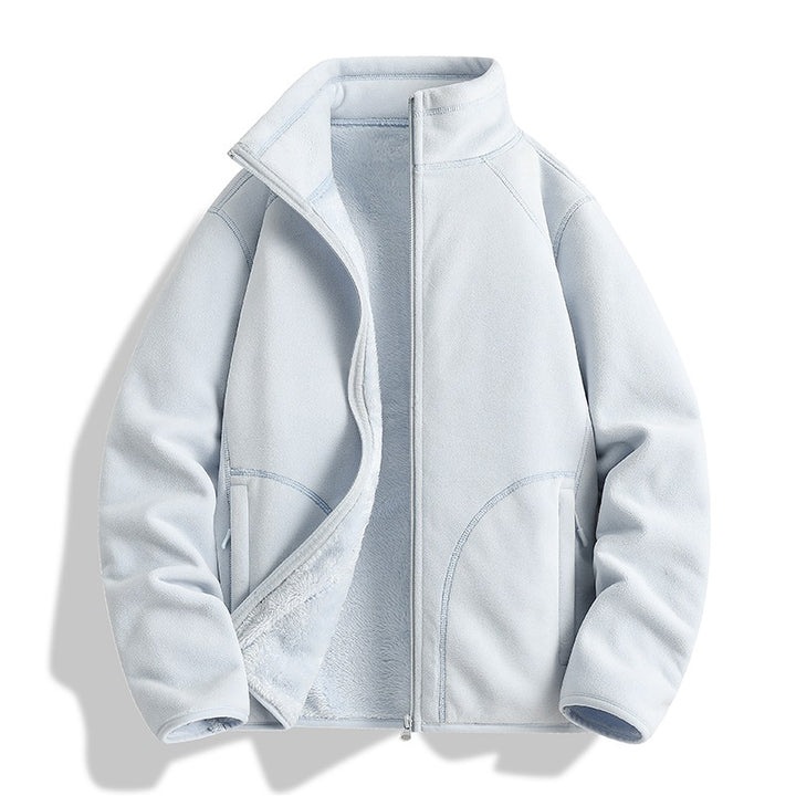 Men's fleece jacket with Sherpa teddy lining, stand-up collar & two-way zipper Mune Fashion