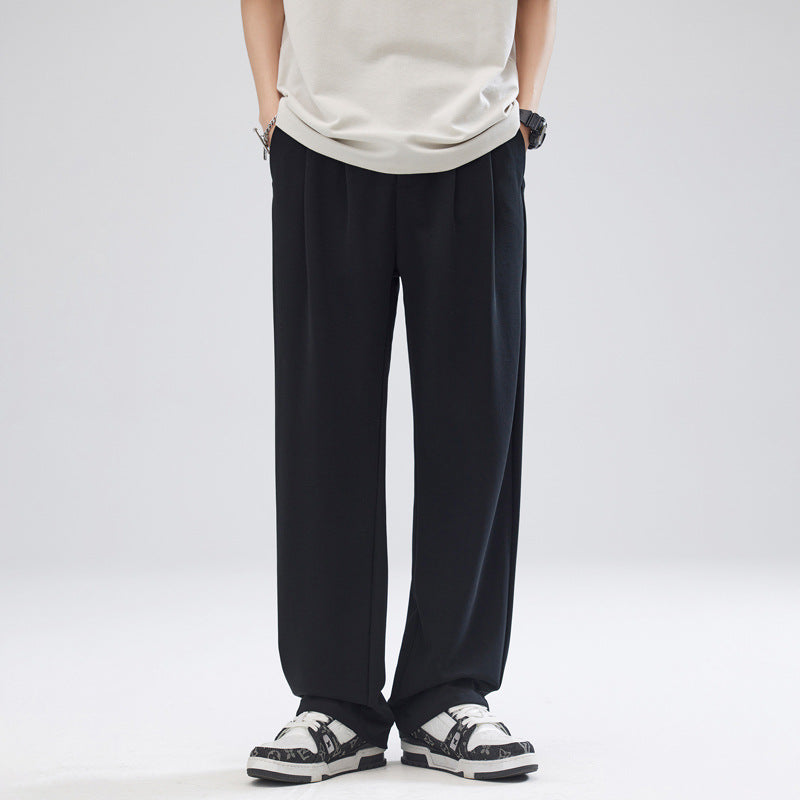 Men's Relaxed-Fit Soft-Jersey Palazzo Pants with Elastic Waistband and Crease Mune Fashion