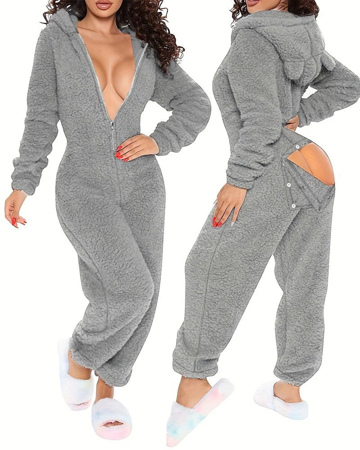 Women's Fluffy One-Piece with Hood Mune Fashion