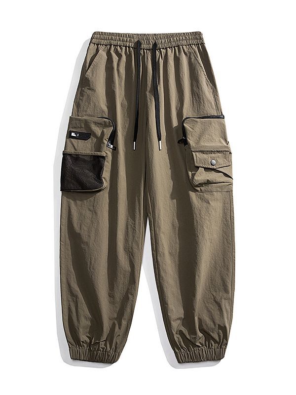 Unisex Loose Nylon Cargo Pants with Elastic Waistband and Ankle Cuffs Mune Fashion