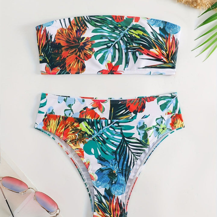 Women’s bandeau bikini set with tropical floral design Mune Fashion