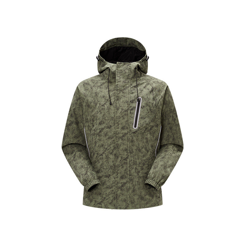 Men's technical rain jacket with hood, waterproof material and chest zipper Mune Fashion