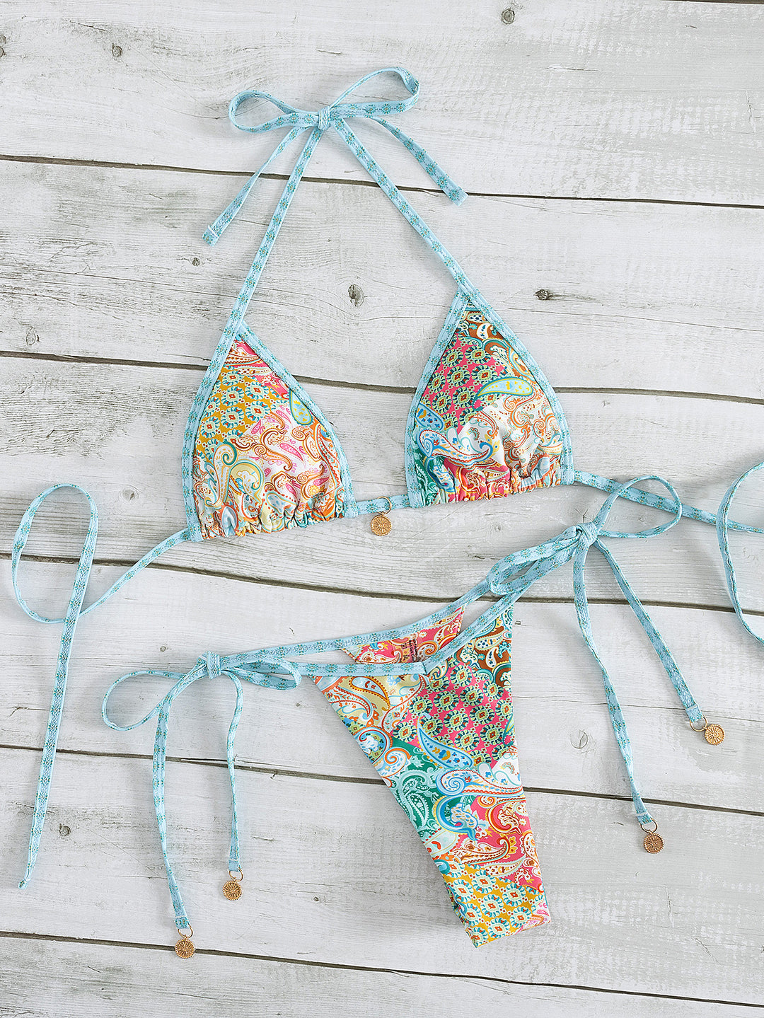 Women's Triangle Bikini with Playful Pattern Mune Fashion