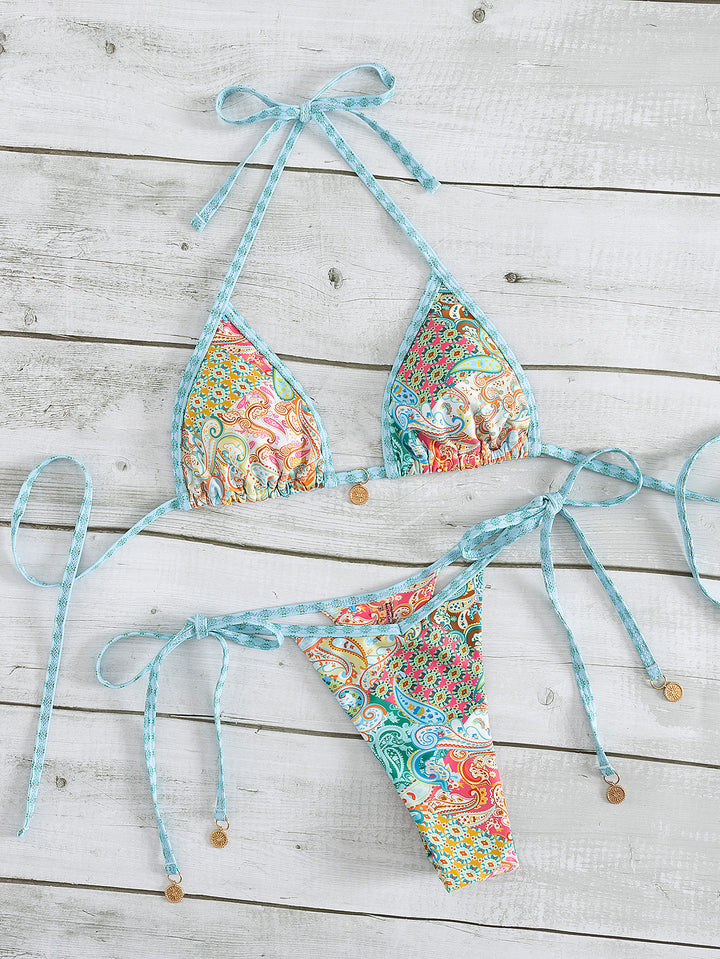 Women's Triangle Bikini with Playful Pattern Mune Fashion