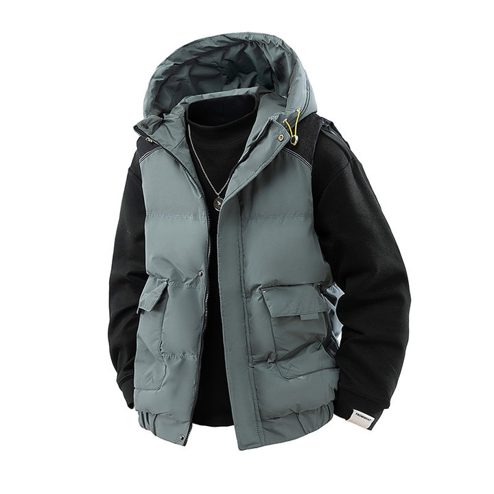 Men's practical and versatile quilted vest with hood