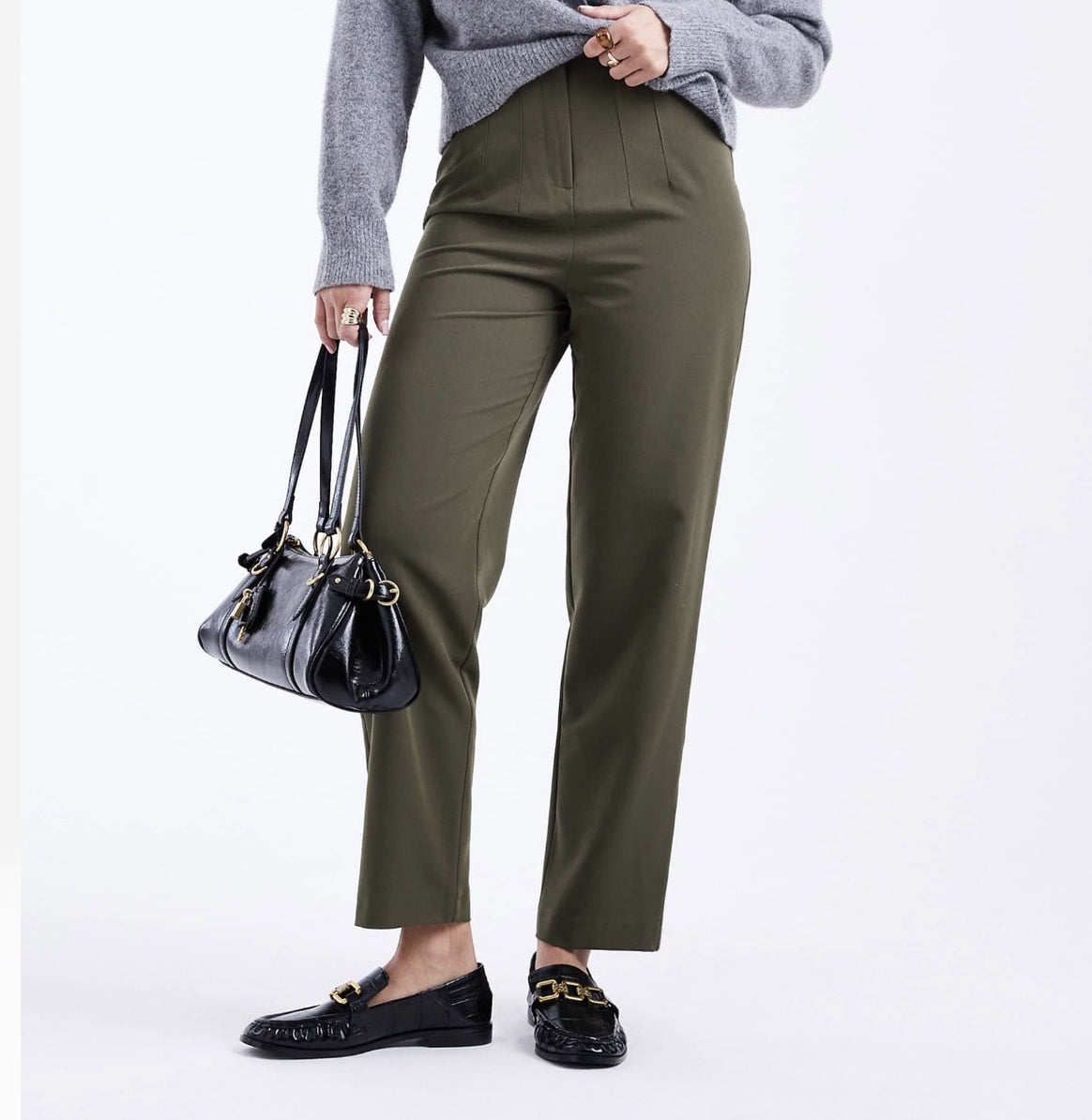 Women's high-waisted straight-cut trousers with crease Mune Fashion