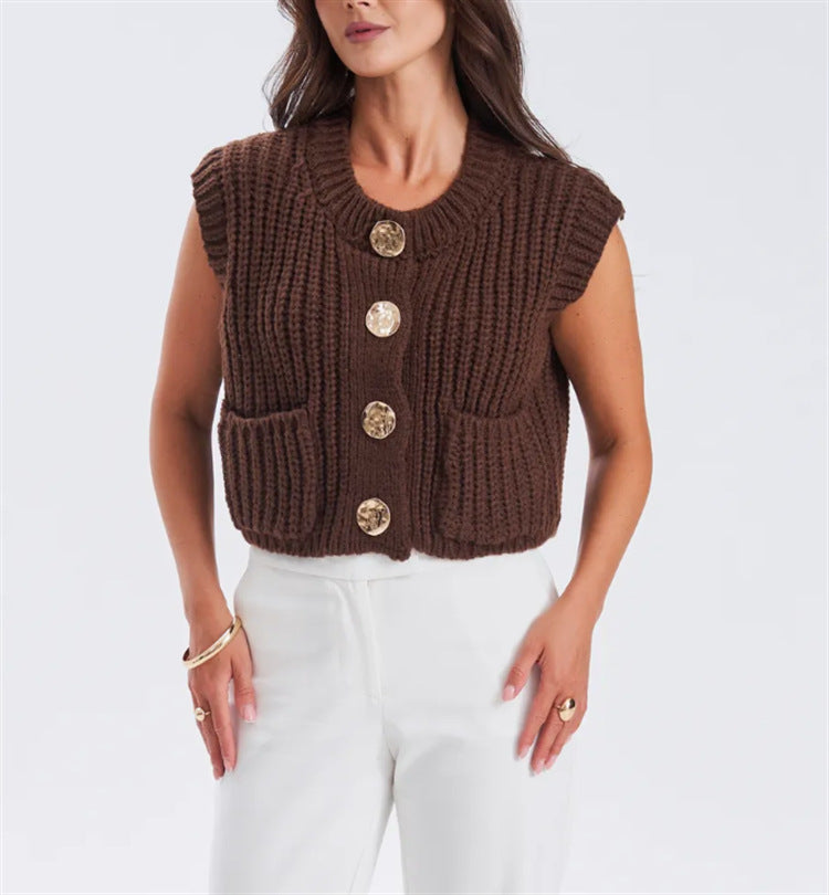 Women Chunky Knit Oversized Cardigan with Decorative Buttons Mune Fashion
