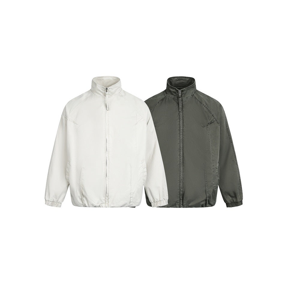 Unisex Lightweight Boxy Windbreaker with High Stand Collar, Full Zip and Elastic Hem Mune Fashion