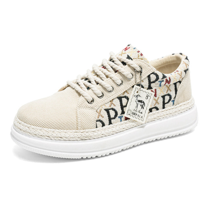 Women’s Platform Espadrille Sneaker with Woven Jute Detail and Monogram Canvas Mune Fashion