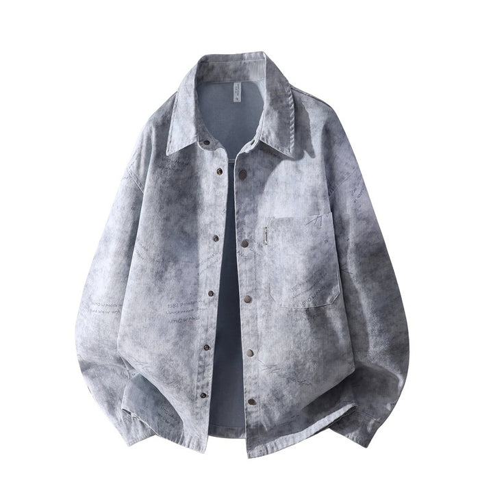 Men's Oversized Shirt Jacket with Vintage Wash and Snap Button Front Mune Fashion