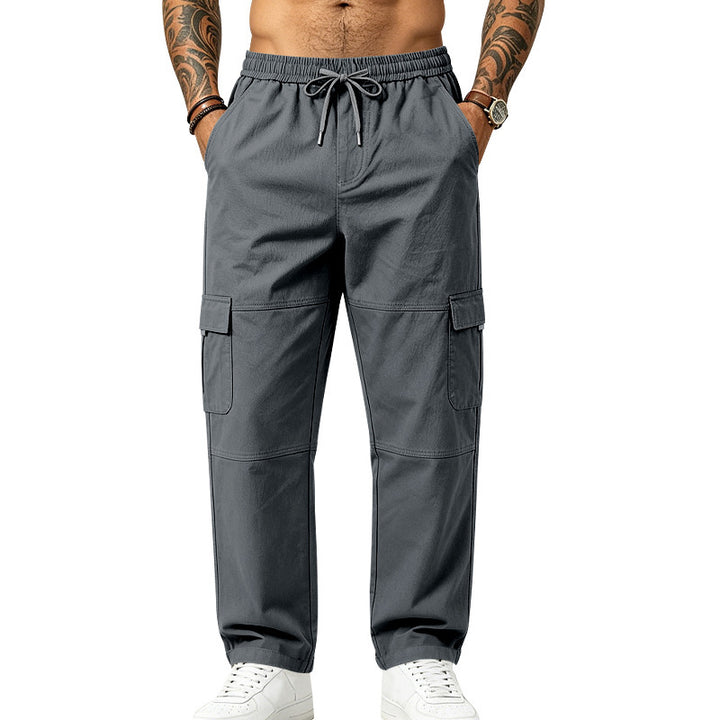 Men's Utility Cargo Pants with Elastic Drawstring, Knee Inserts and Multi-Pockets Mune Fashion