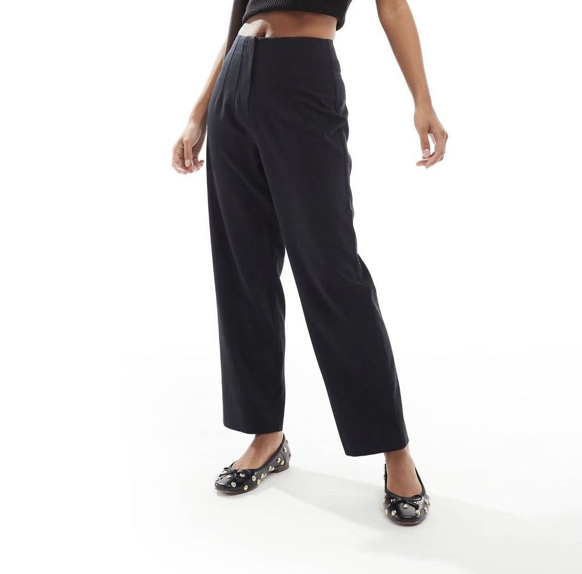 Women's high-waisted straight-cut trousers with crease Mune Fashion