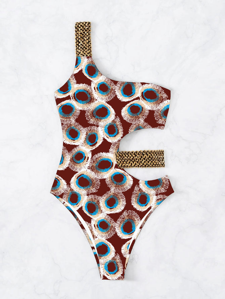 Women One-Piece Designer Swimsuit with Asymmetrical Cut and Fashionable Straps Mune Fashion
