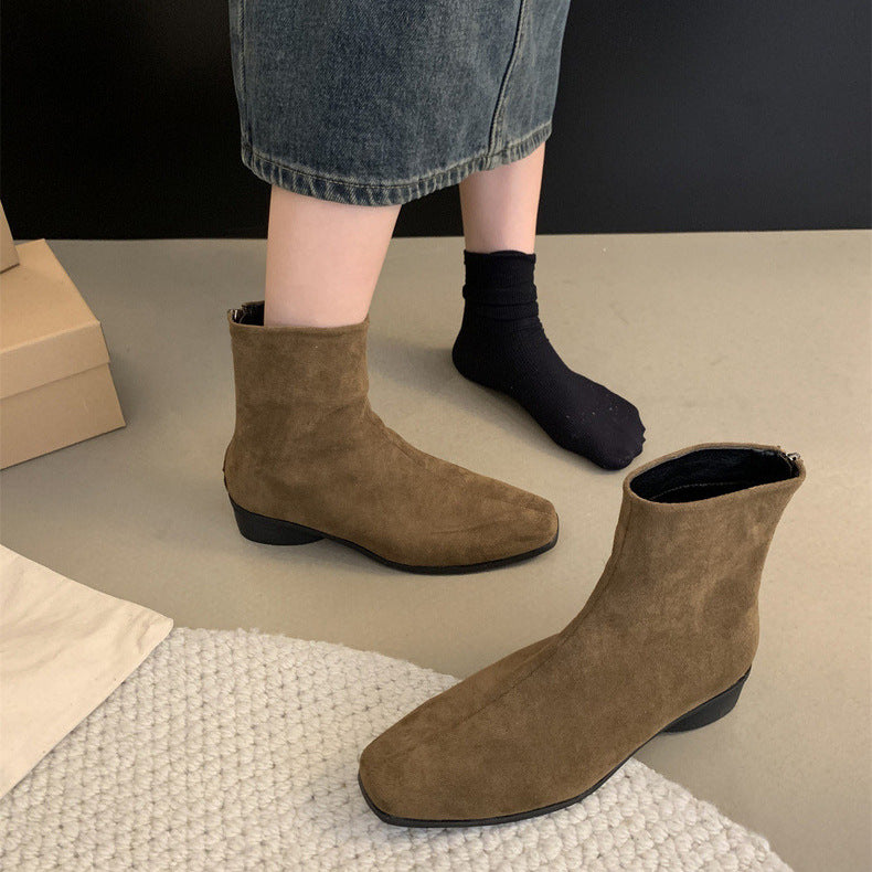 Women Stylish Suede Ankle Boots Mune Fashion