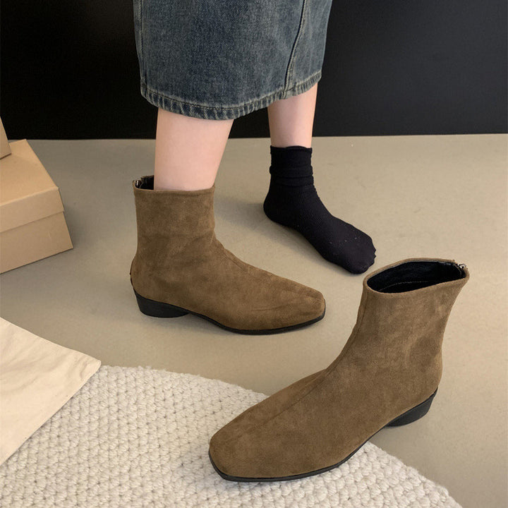 Women Stylish Suede Ankle Boots Mune Fashion