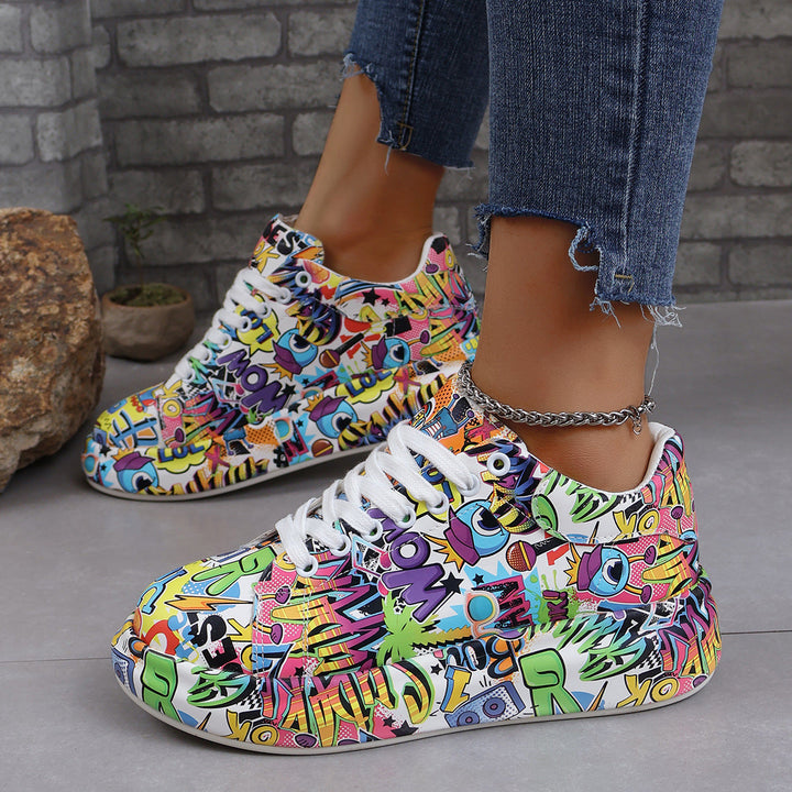 Women’s Fashion High-Top Sneakers with Colorful Graphic Design Mune Fashion
