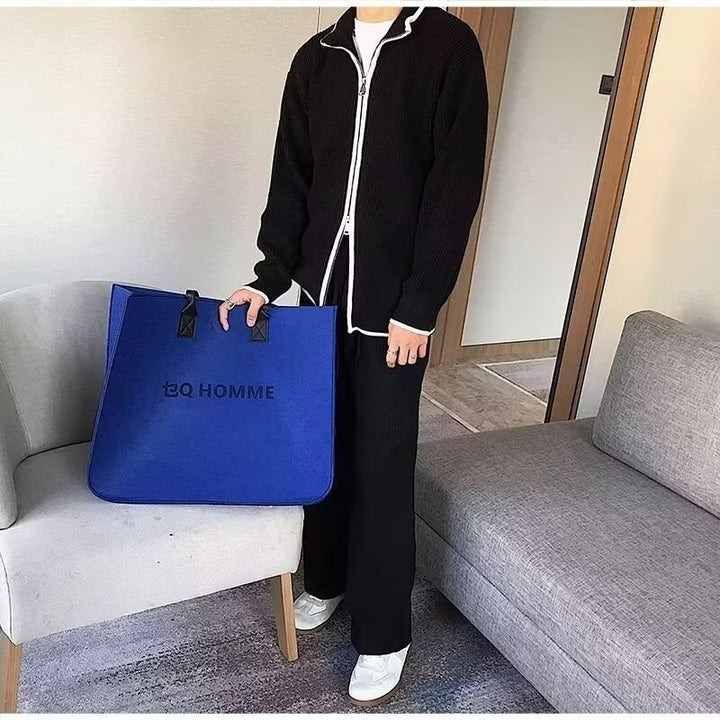 Men's Fashionable Cardigan with Stand-Up Collar Mune Fashion