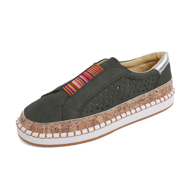 Women's lightweight slip-on sneakers with cork rim and perforated upper material Mune Fashion