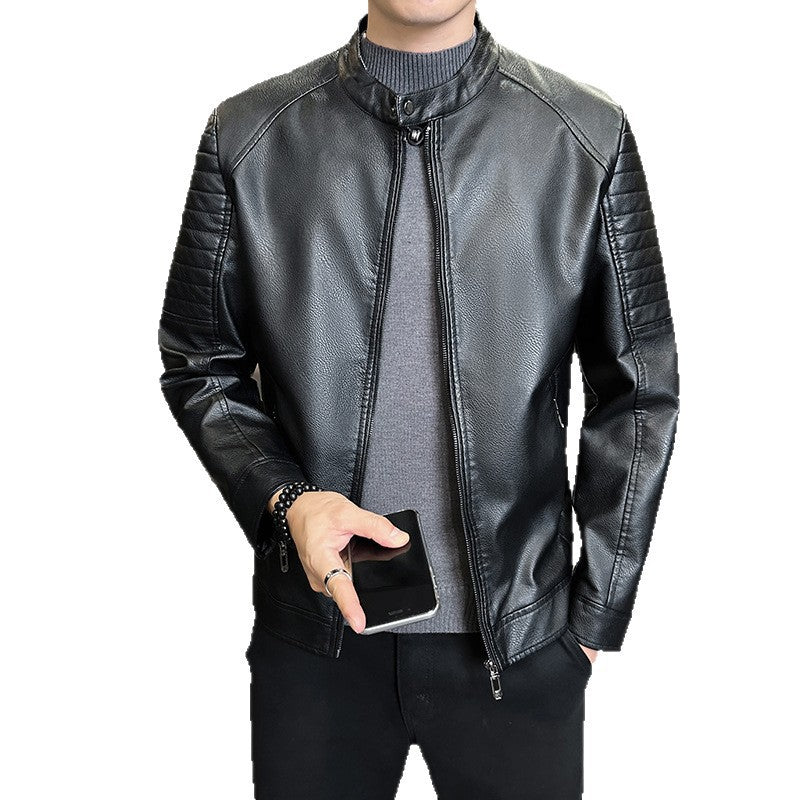 Men's Stylish Faux Leather Jacket with Quilted Details Mune Fashion