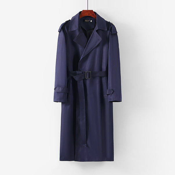Unisex Longer minimalist trench coat with belt and shoulder epaulets Mune Fashion