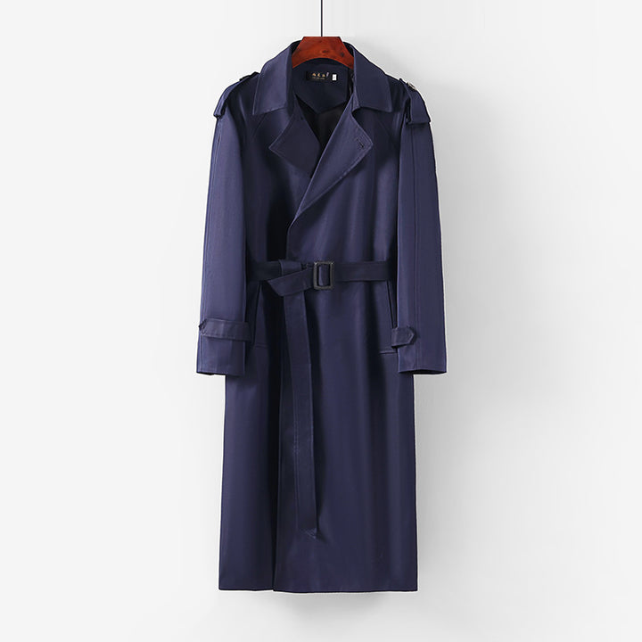 Unisex Longer minimalist trench coat with belt and shoulder epaulets Mune Fashion