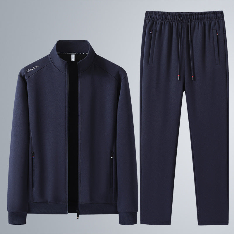 Men's Two-Piece Sports Lounge Set with Stand Collar, Concealed Zipper & Drawstring Mune Fashion