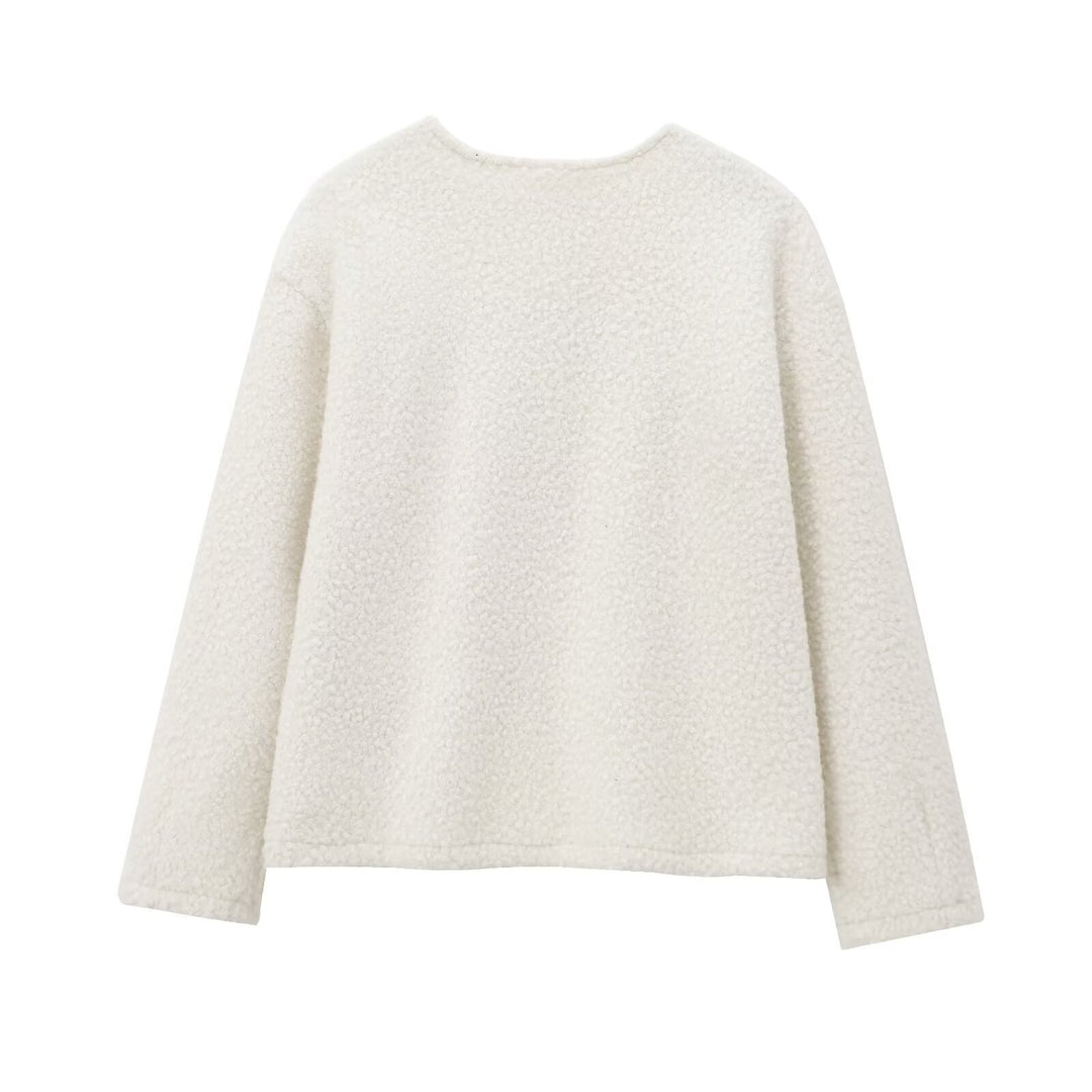 Women nan cozy Boucle sweater with round neck and relaxed oversized silhouette Mune Fashion