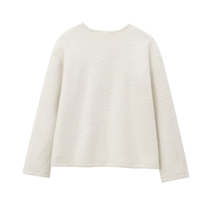 Women nan cozy Boucle sweater with round neck and relaxed oversized silhouette Mune Fashion