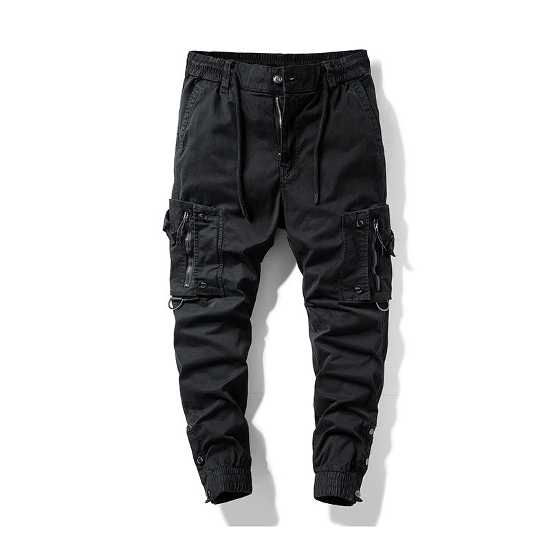 Men's Multifunctional Cargo Jogging Pants with Drawstring Waistband, Zipper Pockets, and Adjustable Ankle Cuffs Mune Fashion