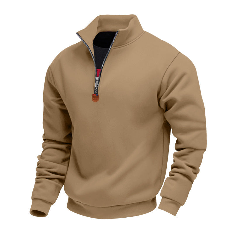 Men's nan Premium half-zip sweatshirt with high stand-up collar, sturdy zipper, and ribbed hem Mune Fashion