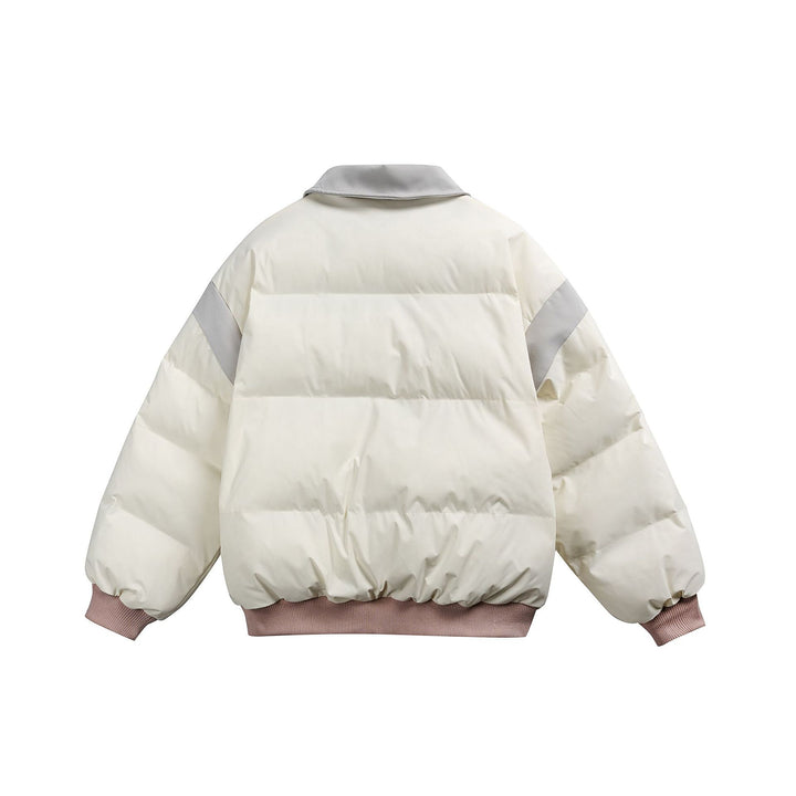 Women's short padded blouson jacket with contrasting collar and embroidery details Mune Fashion