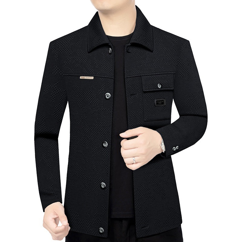 Men's Structured Overshirt in Glencheck Relief with Shirt Collar Mune Fashion