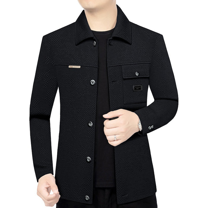 Men's Structured Overshirt in Glencheck Relief with Shirt Collar Mune Fashion