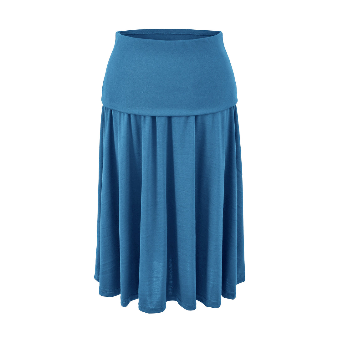 Women Long Jersey Maxi Skirt with Wide Hem and Gently Falling Pleats Mune Fashion