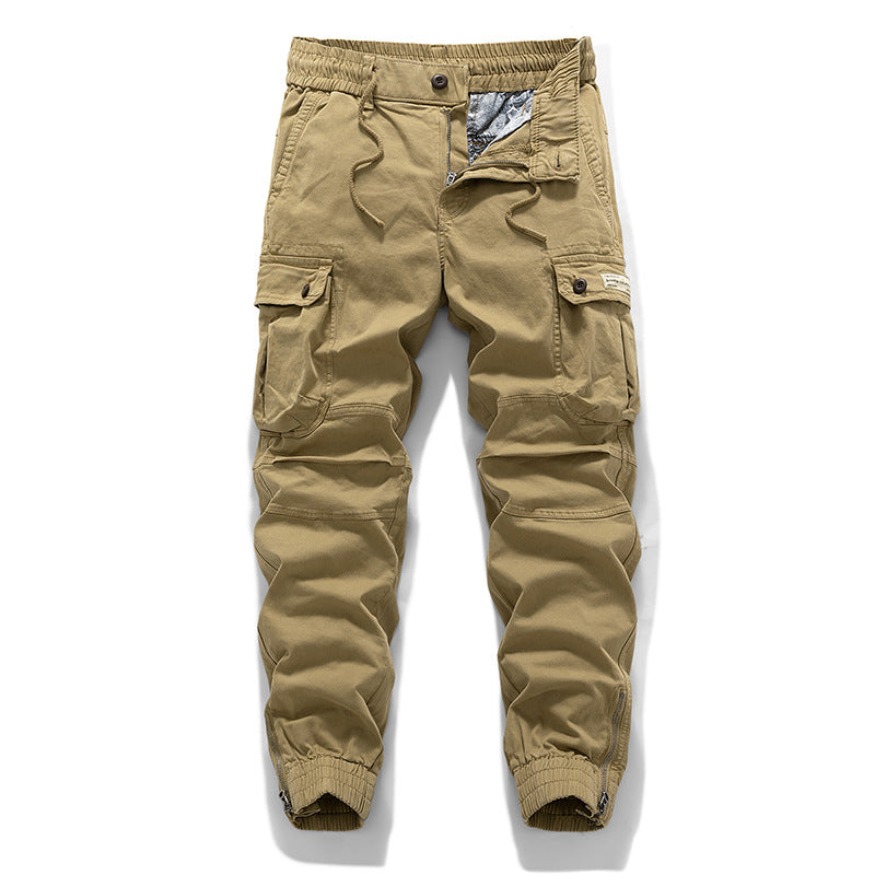 Men's Tactical Canvas Cargo Pants in Jogger Style with Elastic Drawstring Waistband, Knee Inserts, and Multi-Functional Flap Pockets Mune Fashion
