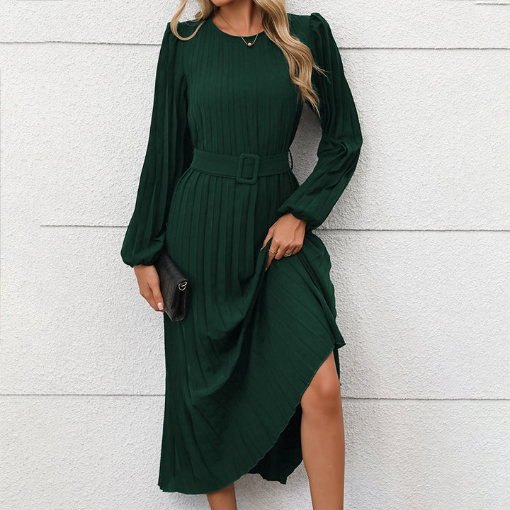 Women Elegant Pleated Midi Dress Mune Fashion
