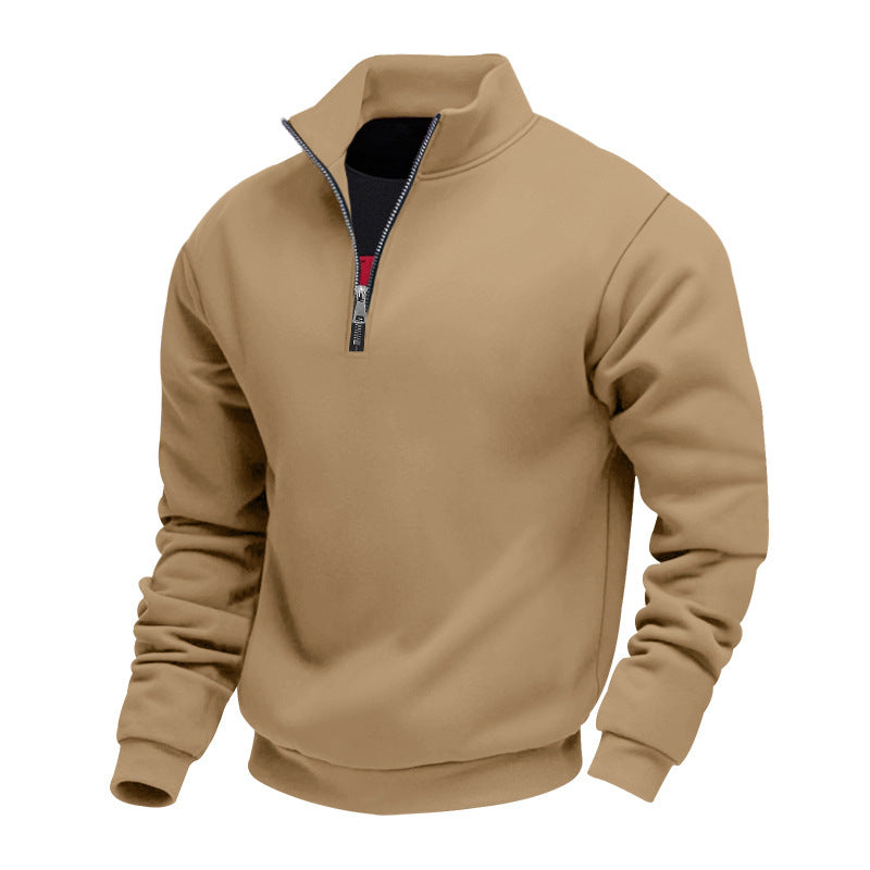 Men's classic half-zip sweater with stand-up collar, brushed fleece lining and elastic ribbed cuffs Mune Fashion