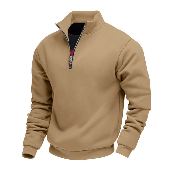 Men's classic half-zip sweater with stand-up collar, brushed fleece lining and elastic ribbed cuffs Mune Fashion