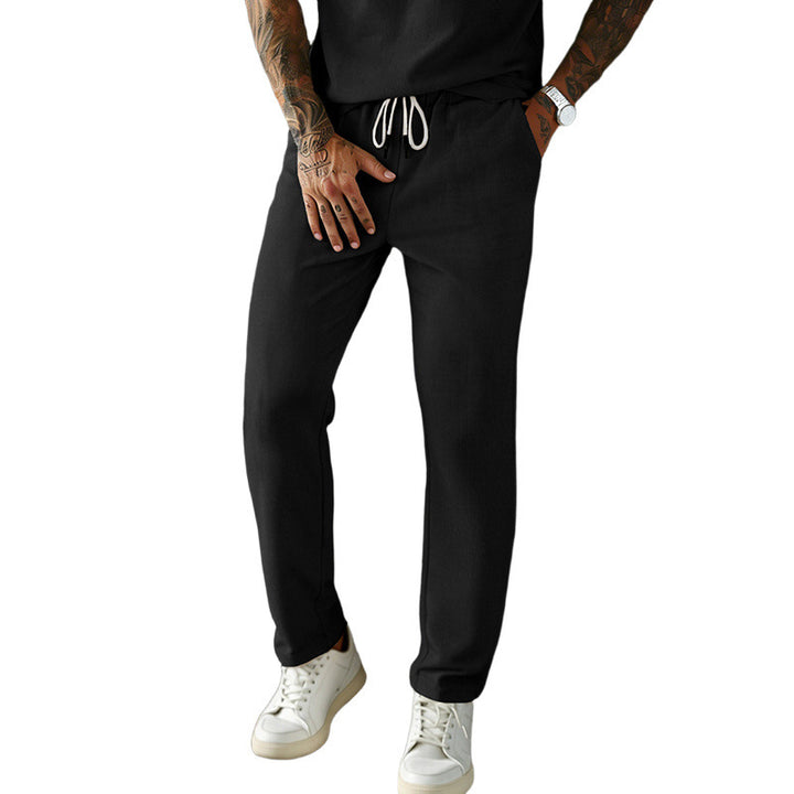 Men's Slim-Fit Jogging Pants with Drawstring, Elastic Waistband, and Side Pockets Mune Fashion