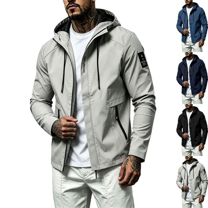 Men's Water-Repellent Softshell Jacket with Hood and Concealed Zipper Mune Fashion