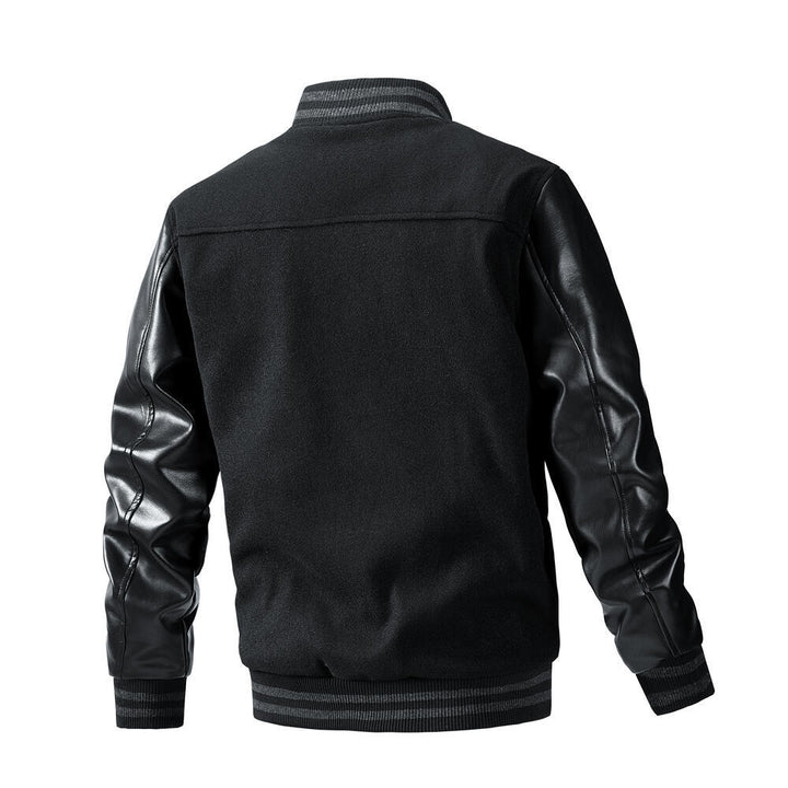 Men's stylish college jacket with leather sleeves Mune Fashion